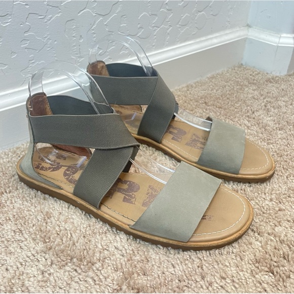 Sorel Ella Spring Summer Full Grain Leather Sandal Women’s Size 8 in Sage Green - Picture 4 of 16